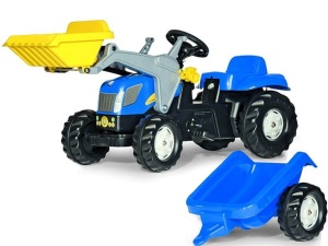 ROLLY TOYS TRAKTOR NA PEDAŁY Z ŁYŻKĄ I PRZYCZEPĄ KID NEW HOLLAND 2-5 LAT 023929 