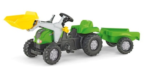 ROLLY TOYS TRAKTOR NA PEDAŁY Z ŁYŻKĄ I PRZYCZEPĄ KID ZIELONY 2,5-5 LAT 023134