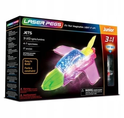 LASER PEGS ŚWIECĄCE KLOCKI 3w1 JETS 3D BOX 31014