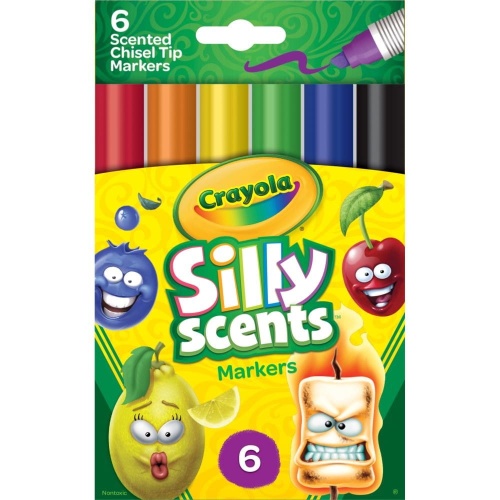 CRAYOLA SILLY SCENTS ZAPACHOWE MARKERY ZE ŚCIĘTĄ KOŃCÓWKĄ 6szt. 8197