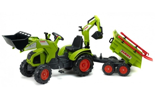 FALK DUŻY TRAKTOR NA PEDAŁY Z PRZYCZEPĄ, ŁYŻKĄ I ŁADOWARKĄ CLAAS AXOS 3-7 LAT 1010WH