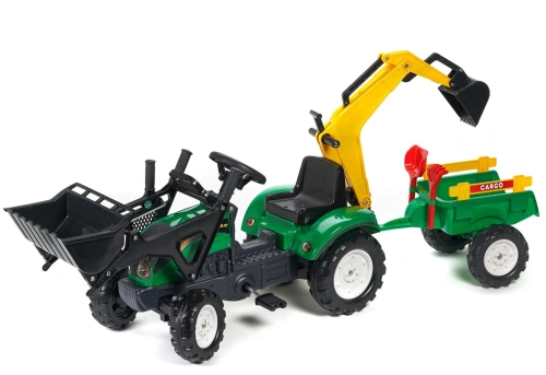  FALK TRAKTOR NA PEDAŁY Z PRZYCZEPĄ, ŁYŻKĄ I ŁADOWARKĄ RANCH TRAC ZIELONY 2052CN