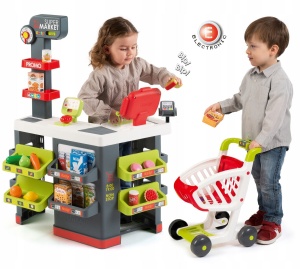 SMOBY ELEKTRONICZNY SUPERMARKET Z KASĄ I WÓZKIEM 350213