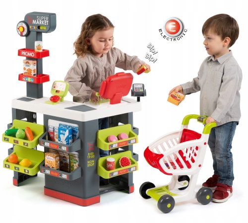 SMOBY ELEKTRONICZNY SUPERMARKET Z KASĄ I WÓZKIEM 350213