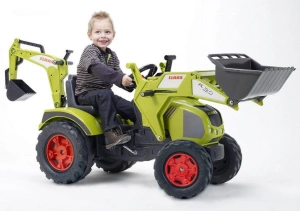 FALK DUŻY TRAKTOR NA PEDAŁY Z ŁYŻKĄ I ŁADOWARKĄ CLAAS AXOS 3-7 LAT 1010N