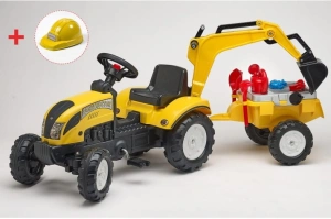 FALK TRAKTOR NA PEDAŁY Z PRZYCZEPĄ I ŁYŻKĄ CONSTRUCTOR 2-5 LAT ŻÓŁTY 2055N