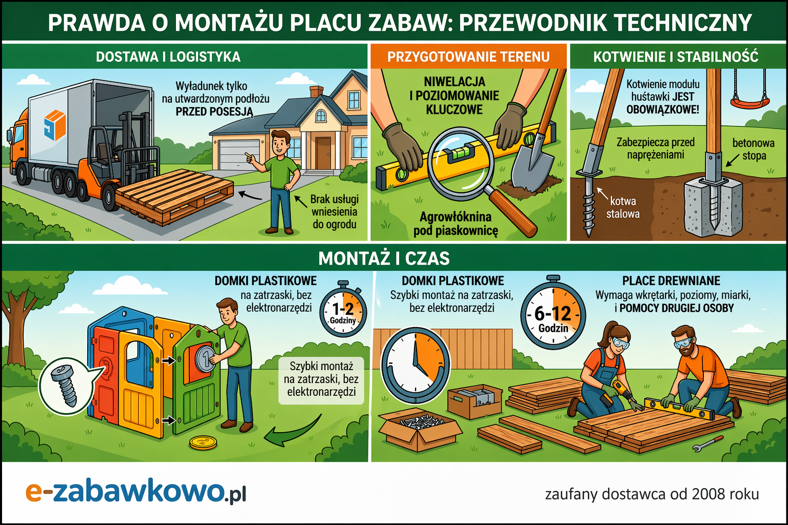 Prawda o montażu placów zabaw: Kotwy, palety i czas skręcania. Czego nie widać na zdjęciach?